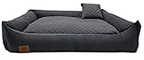 Odolplusz XXL - Hundebett - Hundekissen - Hundesofa mit Wendekissen (Größe und Farbe wählbar) (Dunkelgrau, XXL - 120x90 cm)