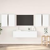 Qnhdfrt 6-TLG. Hängendes TV-Schrank-Set Weiß Holzwerkstoff 30,5x30x60 cm & 60x30x30 cm, Modernes Wand-TV-Lowboard mit viel Stauraum, Fernsehschrank Sideboard für Wohnzimmer & Flur
