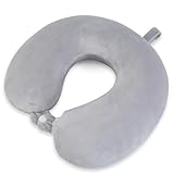 FANHOMAS Nackenkissen Flugzeug, Reisekissen Memory Foam U-förmiges Travel Neck Pillow Nackenhörnchen Erwachsene, Flugzeug Kissen Tragbar Reisekissen Flugzeug für Flugzeug Auto Büro - Grau
