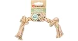 Flamingo Puppy Spielzeug Luro Seil mit 2 Knoten Braun – M | 32 cm L x 5 cm B x 5 cm H, 100% Natürlicher Hanf, Verhindert Zahnbelag und Massiert das Zahnfleisch, Perfekt für Welpen!