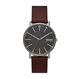 Skagen Herrenuhr Signatur Quartz/3 Zeigerwerk 40 mm Gehäusegröße mit einem Lederarmband SKW6860