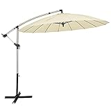 COSTWAY Ø300cm Sonnenschirm Ampelschirm mit 16 Rippen, Gartenschirm inkl. Schirmständer, Terrassenschirm Kurbelschirm Hängeschirm für Garten, Terrasse, Pool