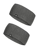 DANISH ENDURANCE Merino Stirnband, Funktionales Bandana, Sport Haarband, Elastisches Schweißband, für Damen & Herren, Dunkelgrau, S/M