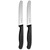 targzier Frühstücksmesser 2 Stück,Hochwertiges Brötchenmesser Set,Scharfe Messer mit Wellenschliff,Edelstahl Schneidemesser,Kunststoffgriff Tomatenmesser,Schwarzes Messerset