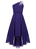 Oyolan Kinder Mädchen Kleid Sweet Prinzessin Chiffon Kleider Blumenmädchenkleider für Hochzeits Festzug Partei Gr. 110-176 Violett 158-164