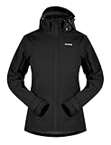KUTOOK Softshelljacke Damen Wasserdicht Atmungsaktiv Winddicht Fleece Wanderjacke Herbstjacke Winter Jacke Übergangsjacke Schwarz L