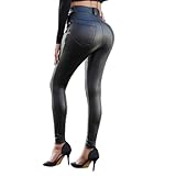 North Bund Damen Kunstleder Thermo Leggings High Waist Lederhose Winter Strumpfhosen Leder Leggins Hose Sexy Stretch Hüfthoch Push Up Treggins Thermoleggins Schwarz M