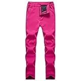 Herren-Wanderhose, winddicht, gefütterte Hose, Taschen, warme Outdoor-Fitness-Softshell-Hose, Sternenhose, hot pink, L