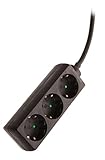 as - Schwabe 3-fach Steckdosenleiste schwarz 230 V / 16 A – Mehrfachstecker mit 1,4 m Leitung & erhöhtem Berührungsschutz – Steckdosen 45° gedreht – Mehrfachsteckdose Indoor – IP20, 13912