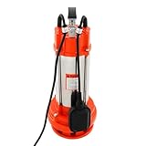 Edelstahl Schmutzwasserpumpe 2200W 230V Tauchpumpe Abwasserpumpe mit Schwimmerschalter, bis 25m, 26m³/5719.2 gal/h, für Abwasser, Teiche, Keller, Gartenbewässerung, Orange