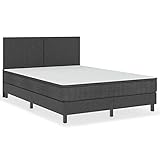 vidaXL Boxspringbett mit Matratze Bettgestell Bett Polsterbett Hotelbett Doppelbett Designerbett Schlafzimmerbett Dunkelgrau Stoff 160x200cm