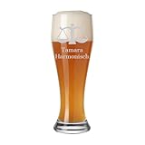 LUXENTU Personalisiertes Weizenbierglas mit Sternzeichen, Weißbierglas 0,5l mit Motiv & Wunschtext, Gravierte Gläser als persönliche Geschenkidee, Spülmaschinengeeignet