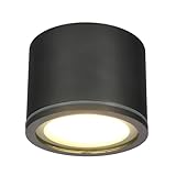 EDO Aufbauspot IP54 Deckenspot Matt Anthrazit Flach & Rund - Ø90*60mm Deckenleuchte mit 6W LED GX53 230V Warmweiß 3000K, Aufbauleuchte für Bad Badezimmer Wasserfest, Aufbaustrahler Aluminium