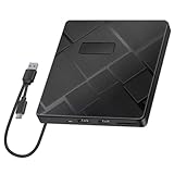 Fegtrtyoa Externes DVD-CD-Laufwerk USB 3.0 Typ-C 5-In-1 DVD-Player-Lesegerät mit SD/TF- und USB-Steckplätzen Optische Laufwerke