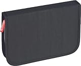 Brunnen 104918690 Schüler-Etui Crinkle (19,5 x 13,5 x 3,5 cm, 2 Klappen, schwarz, befüllt mit 9 dicke Markenbuntstifte, 2 Markenbleistifte, Lineal 16 cm, Metalldoppelspitzer, Radiergummi, Zeichenschablone)