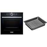 Bosch HBG675BB1 Serie 8 Einbau-Backofen, 60 x 60 cm & HEZ633070 Zubehör für Backöfen, Profi-Pfanne mit Rost, anthrazit emailliert, Made in Germany