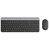Logitech MK470 Slim Combo Kabelloses Tastatur-Maus-Set, 2.4 GHz Verbindung via Nano-USB-Empfänger, 10m Reichweite, 18-Monate Batterielaufzeit, PC/Laptop, Deutsches QWERTZ-Layout - Graphit