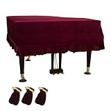 HBDSMLPL Flügelabdeckung, Leichte, Luxuriöse, Weiche Und Hochwertige Oberfläche Klavierklavier-Abdeckung Staubdichte Dekoration Klaviertastatur-Abdeckung,Red-170-180cm