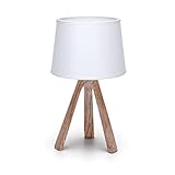 Aigostar - Nachttischlampe E14 Led Skandinavische Schirmlampe Vintage Dreibein Harz Für Schlafzimmer Wohnzimmer Weiß H31cm