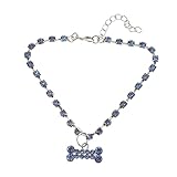 FONDOTIN Knochen Halskette Katzenhalsbänder Für Mädchenkatzen Halsband Für Welpen Halskette Für Mädchen Welpenhalsband Welpenhalsbänder Für Kleines Hundehalsband Blue Strasssteine