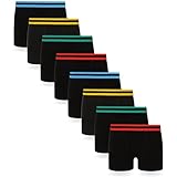 FM London Jungen Hipster Boxershorts (8er Pack) Boxer Shorts, Schwarz, XXL EU