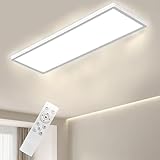 Bowfar LED Deckenleuchte, Leuchten Deckenlampe Rechteckig mit Fernbedienung Dimmbar 3000K-6500K, LED Panel Ultra Flach 24W mit Backlight für Wohnzimmer Schlafzimmer Büro Badezimmer, 58 * 2.5cm-Weiß