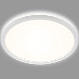 BRILONER Leuchten – LED Bad Deckenleuchte mit Backlight, IP44 LED Badezimmerlampe, ultraflach, neutralweißes Licht, Weiß, 290x35 mm (DxH)