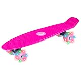 EVO 22,4 Zoll Leuchtendes Penny Board Pink | Skateboard für Anfänger & Profis | Roller Skateboard mit Leuchträdern für Kinder & Jugendliche | Mini Cruiser Komplettboard | Ab 3 Jahren.