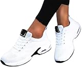 Minetom Damen Mesh Sneaker Laufschuhe Turnschuhe Sportschuhe Running Tennis Straßenlaufschuhe Dämpfung Leichtgewichts Atmungsaktiv Walkingschuhe Outdoor Fitness Jogging Schuhe B1 Weiß 38 EU
