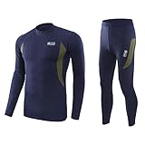 SOOUICKER Thermounterwäsche Herren Winter Fleece Ski Thermounterwäsche Herren Set Funktionswäsche Atmungsaktiv Thermo Unterwäsche Winter Warm Skiunterwäsche Funktionsunterwäsche Herren Sport