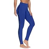Generisch Yogahose Damen High Waist Schlaghose Baumwolle Gym Sporthose Lang Yoga Pants mit Taschen Bequem Basic Leggins Sport Training Casual Leggings Bauchkontrolle High Waist Freizeithose
