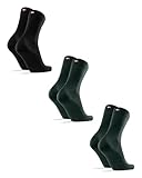 DANISH ENDURANCE 3 Paar Premium Merinowolle Socken, Businesssocken, Warme Wollsocken, Anti-Blasen, Atmungsaktiv, für Herren & Damen Mehrfarbig (1xSchwarz, 2xDunkelgrün) 43-47