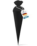 itenga Bastelschultüte Schultütenrohling Zuckertüte Schultüte 70cm rund mit und ohne Filzverschluss (Schwarz mit Filzverschluss)