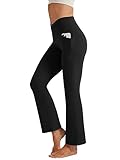 Friptspyg Yogahose Damen Bootcut Schlaghose Fitness Sporthose V-Form High Waist mit Taschen Freizeithose Gym Workout Jogging Trainingshose, Schwarz XL