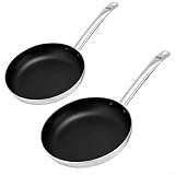 Crêpe-Bratpfanne aus Aluminium, antihaftbeschichtet, geeignet für Gas und Induktion, mit langem ergonomischem Griff-Design (20 cm)