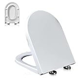 Giural Pp,02B,WC Sitz MTI Absenkautomatik, Weiß Toilettensitz, Softclose Toilettendeckel, D Form Klodeckel mit Quick-Release-Funktion und Verstellbaren Scharnieren, Klositz Toilet Seat