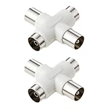 YINETTECH Antennenverteiler Vier-Wege-TV-Empfänger 9,5 mm Stecker auf 9,5 mm Buchse 35 x 39,9 mm Koaxialkabel Verteiler Splitter