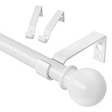 ATUHOLA Gardinenstange Weiß 80-122 cm mit Halterung, 16mm Durchmesser, Wandmontage für Scheibengardinen, Matt, Spleißen, Verstellbar