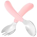JEWEDECO 2 Teiliges Set Aus Edelstahl Kinderbesteck Kindergeschirr Mit öffel Und Ideal Für Selbstständiges Essen Und Training Und Komfort Für Kleinkinder