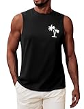 UMIPUBO Tank Top Herren Sommer Ärmellos Achselshirt Sport Muskelshirt Baumwolle Unterhemd Fit Workout Palme Gedruckt Strand Urlaub Männlich Lässig Leichtes Top(Schwarz,L)