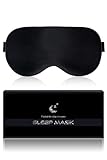 Aosun Schlafmaske Seide,100% Natürliche Bio Maulbeerseide Augenmaske für Herren & Frauen, 100% Lichtblockierende Schlafbrille mit Verstellbares Gummiband für Reisen