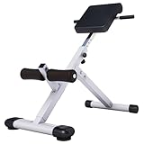 GORILLA SPORTS® Hyperextension Rückentrainer - 5-fach Verstellbar, Klappbar, mit Beinfixierung, bis 120 kg, Schwarz/Weiß - Rückenstrecker, Bauchtrainer, Römischer Stuhl, Fitness, Training, Home Gym
