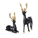 DECOMELODY Elch Dekoration Satz Mittelgroß aus Langlebigem Material in Schwarz Stilvolle Tischdeko Hirschfigur für Wohnzimmer und Büro Modernes Wohndeko Accessoire