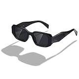 kimorn Rechteck Sonnenbrille für Frauen Männer Trendy Retro Trendy Sonnenbrille 90's Vintage Square Frame (Schwarz)