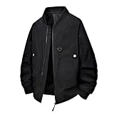 Herren einfarbig Leichte Baggy Bequem Bomberjacke mit Gestreiftem Fliegerjacke mit Innentasche Basic Bomber Windbreaker Trekkingjacke mit Kapuze Winter Warm Hybridjacke