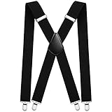 Aomig Hosenträger für Herren, Extra Stark Breit 3,5 Cm mit Sehr Starken 4 Metall Clips, Einstellbar und Elastisch Einheitsgröße für Männer und Damen, X Style