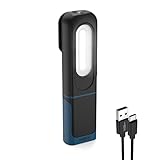ANSMANN LED Arbeitsleuchte, aufladbare LED Taschenlampe mit Magnetfuß, Haken, aufladbar via USB, kleine Werkstattlampe, Arbeitslampe bis zu 350lm und 7h Leuchtdauer, camping, Werkstatt, KFZ