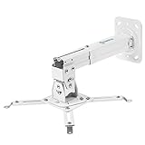 ONKRON Halterung Beamer Decke & Wand für Projektor bis zu 10 kg, Universal Beamer Halterung Decke höhenverstellbar - Beamer Wandhalterung schwenkbar & neigbar/Projektor Deckenhalterung Weiß K3A