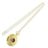 Yardwe Goldene Taschenuhr mit Geschnitztem Muster Leichte Tragbare Hängeuhr im Retro Stil Dekorative Uhr für Damen und Herren Geburtstagsgeschenk Vintage Schmuckaccessoire