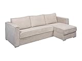 Vente-unique-Eckschlafsofa mit Matratze - Ecke wechselbar - Cord - Beige - Liegefläche mit Lattenrost mit Breiten Latten 160 cm - Matratze 18 cm - Loreto